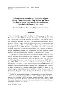 Schwerpunkte europäischer Spitzenforschung in der Finanzwirtschaft – Eine Analyse auf Basis der Jahrestagung 2009 der European Finance Association in Bergen, Norwegen
