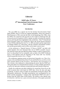 Editorial - SOEP after 25 Years: 8th International Socio-Economic Panel User Conference