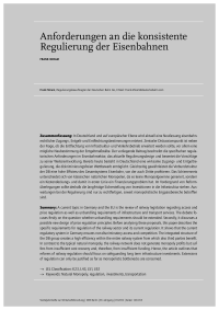 Anforderungen an die konsistente Regulierung der Eisenbahnen