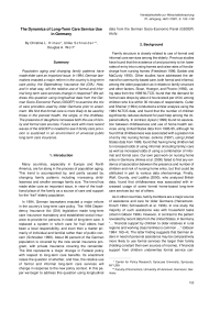 The Dynamics of Long-Term Care Service Use in Germany