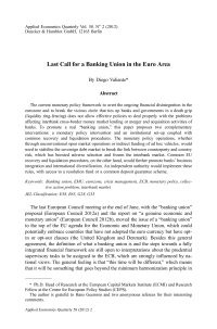 Last Call for a Banking Union in the Euro Area