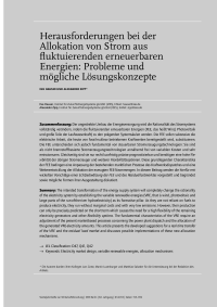 Herausforderungen bei der Allokation von Strom aus fluktuierenden erneuerbaren Energien: Probleme und mögliche Lösungskonzepte