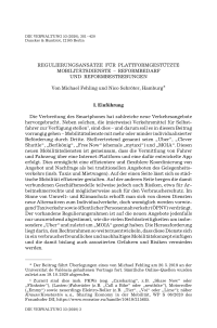 Regulierungsansätze für plattformgestützte Mobilitätsdienste – Reformbedarf und Reformbestrebungen