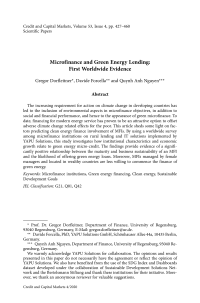 Microfinance and Green Energy Lending: First Worldwide Evidence