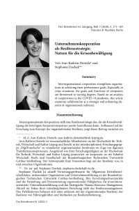 Unternehmenskooperation als Resilienzstrategie. Nutzen für die Krisenbewältigung