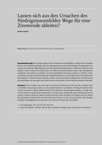 Lassen sich aus den Ursachen des Niedrigzinsumfeldes Wege für eine Zinswende ableiten?