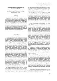 The Effect of Job Displacement on Subsequent Health