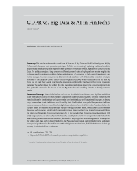 GDPR vs. Big Data & AI in FinTechs