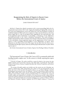 Reappraising the Role of Experts in Recent Cases Before the International Court of Justice