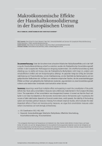 Makroökonomische Effekte der Haushaltskonsolidierung in der Europäischen Union