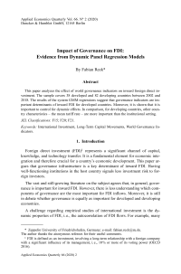 Impact of Governance on FDI: Evidence from Dynamic Panel Regression Models