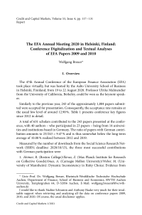 The EFA Annual Meeting 2020 in Helsinki, Finland: Conference Digitalization and Textual Analyses of EFA Papers 2009 and 2010