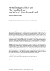 Mittelfristige Effekte der Elterngeldreform in Ost- und Westdeutschland