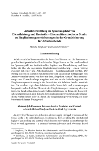 Arbeitsvermittlung im Spannungsfeld von Dienstleistung und Kontrolle – Eine multimethodische Studie zu Eingliederungsvereinbarungen in der Grundsicherung für Arbeitsuchende