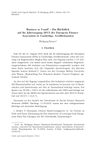 Business as Usual? – Ein Rückblick auf die Jahrestagung 2013 der European Finance Association in Cambridge, Großbritannien