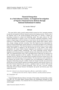 Financial Integration in a Sub-Saharan Country: An Empirical Investigation of Nigeria's Financial Sector Reform through Rational Institutional Evolution