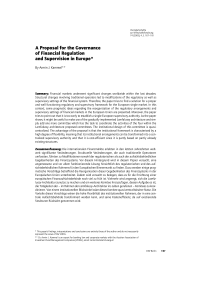 A Proposal for the Governance of Financial Regulation and Supervision in Europe