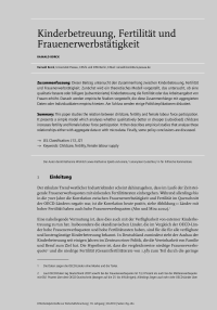 Kinderbetreuung, Fertilität und Frauenerwerbstätigkeit