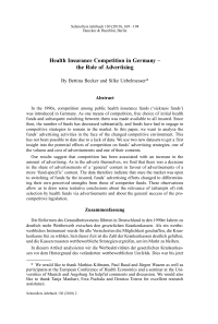 Health Insurance Competition in Germany – the Role of Advertising