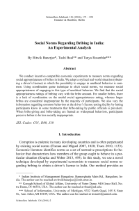 Social Norms Regarding Bribing in India: An Experimental Analysis