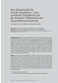 Der Strommarkt als soziale Institution – Eine erweiterte Perspektive auf die deutsche Diskussion um Kapazitätsmechanismen