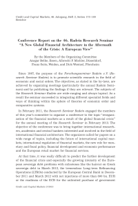 Conference Report on the 46. Radein Research Seminar „A New Global Financial Architecture in the Aftermath of the Crisis: A European View"