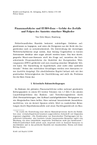 Finanzmarktkrise und EURO-Zone – Gefahr des Zerfalls und Folgen des Austritts einzelner Mitglieder