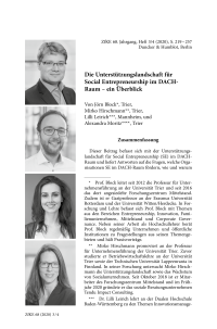 Die Unterstützungslandschaft für Social Entrepreneurship im DACH-Raum – ein Überblick