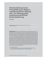 Finanzerziehung versus Finanzbildung im Rahmen sozioökonomischer Bildung – oder: Zur Bedeutsamkeit sozialwissenschaftlicher Kontextualisierung