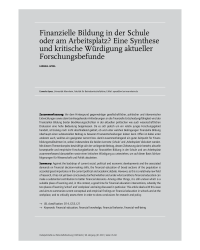 Finanzielle Bildung in der Schule oder am Arbeitsplatz? Eine Synthese und kritische Würdigung aktueller Forschungsbefunde