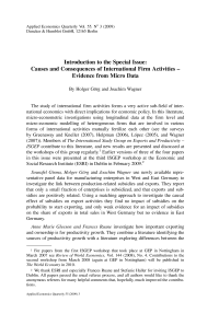 Introduction to the Special Issue: Causes and Consequences of International Firm Activities – Evidence from Micro Data