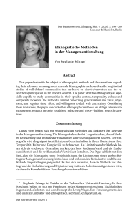 Ethnografische Methoden in der Managementforschung