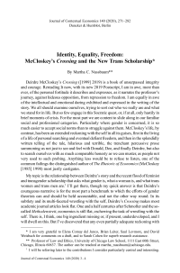 Identity, Equality, Freedom: McCloskey’s Crossing and the new Trans Scholarship