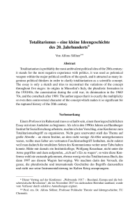 Totalitarismus – eine kleine Ideengeschichte des 20. Jahrhunderts
