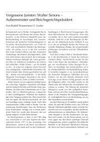 Vergessene Juristen: Walter Simons – Auβenminister und Reichsgerichtspräsident