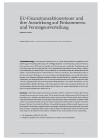 EU-Finanztransaktionssteuer und ihre Auswirkung auf Einkommens- und Vermögensverteilung