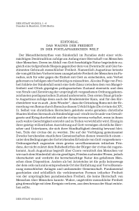 Editorial: Das Wagnis der Freiheit in der postlapsarischen Welt