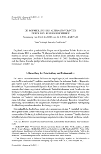 Die Beurteilung des Alternativvorsatzes durch den Bundesgerichtshof