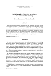 Social Inequality, Child Care Attendance, and School Start in Germany
