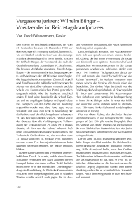 Vergessene Juristen: Wilhelm Bünger – Vorsitzender im Reichstagsbrandprozess