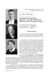 Schulische Entrepreneurship Education – quo vadis Deutschland? Plädoyer für einen Perspektivenwechsel