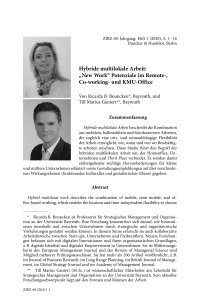 Hybride multilokale Arbeit: „New Work“ Potenziale im Remote-, Co-working- und KMU-Office