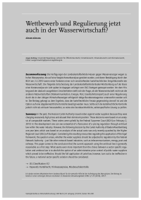 Wettbewerb und Regulierung jetzt auch in der Wasserwirtschaft