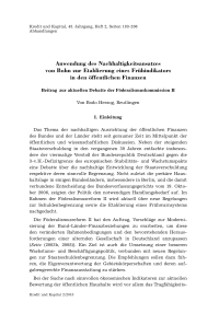 Anwendung des Nachhaltigkeitsansatzes von Bohn zur Etablierung eines Frühindikators in den öffentlichen Finanzen. Beitrag zur aktuellen Debatte der Föderalismuskommission II