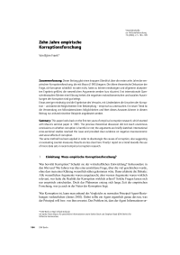 Zehn Jahre empirische Korruptionsforschung