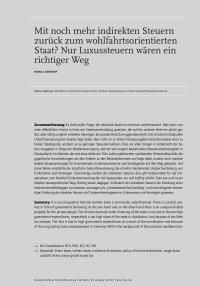 Mit noch mehr indirekten Steuern zurück zum wohlfahrtsorientierten Staat Nur Luxussteuern wären ein richtiger Weg