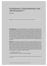 Grundsteuer: Gemeindesteuer und “Reichensteuer“