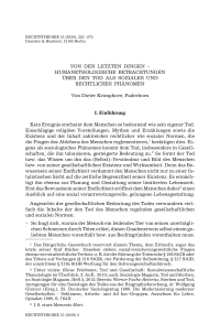 Von den letzten Dingen – Humanethologische Betrachtungen über den Tod als soziales und rechtliches Phänomen