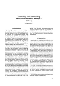 Proceedings of the 3rd Workshop on Corporate Governance in Europe — Einführung