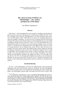 Das Altersvorsorge-Verhalten von Selbständigen – eine Analyse auf Basis der SAVE-Daten